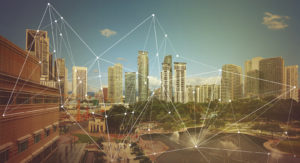 smart city and wireless communication network abstract image visual internet of things
