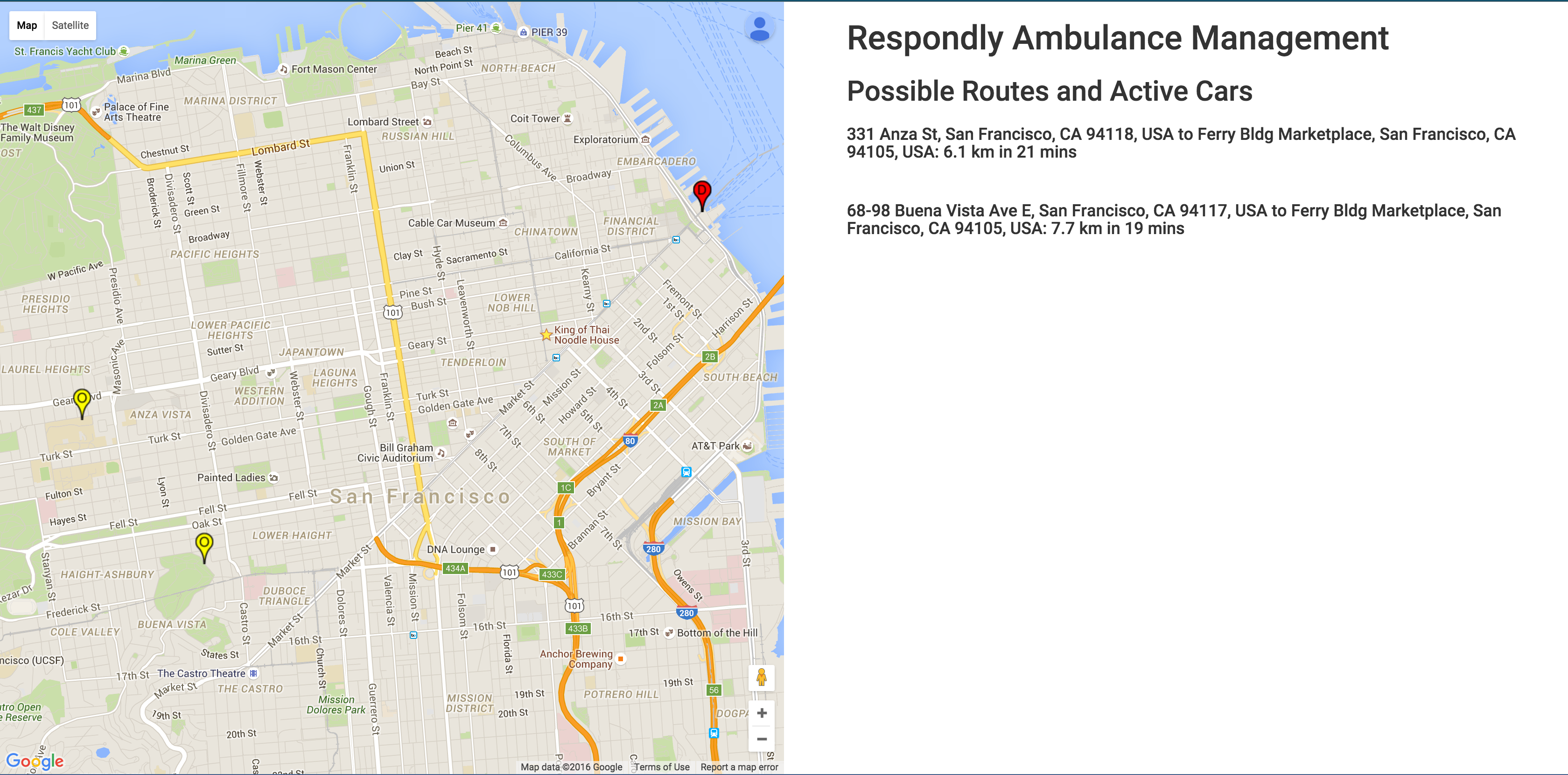 Screenshot of Respondly web app for ambulance management.